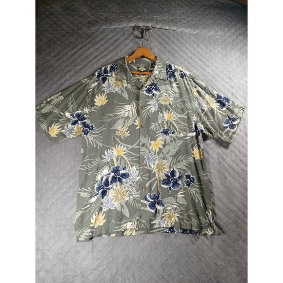 Tommy Bahama Other - Tommy Bahama Mens Large Rayon Tropical Floral Orchid Camp Shirt Sage Green